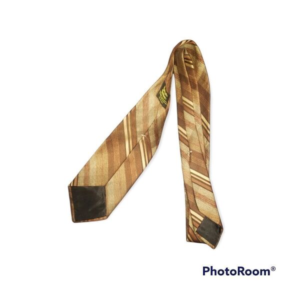 Wemlon By Wembley Brown Stripped Tie - Picture 5 of 6